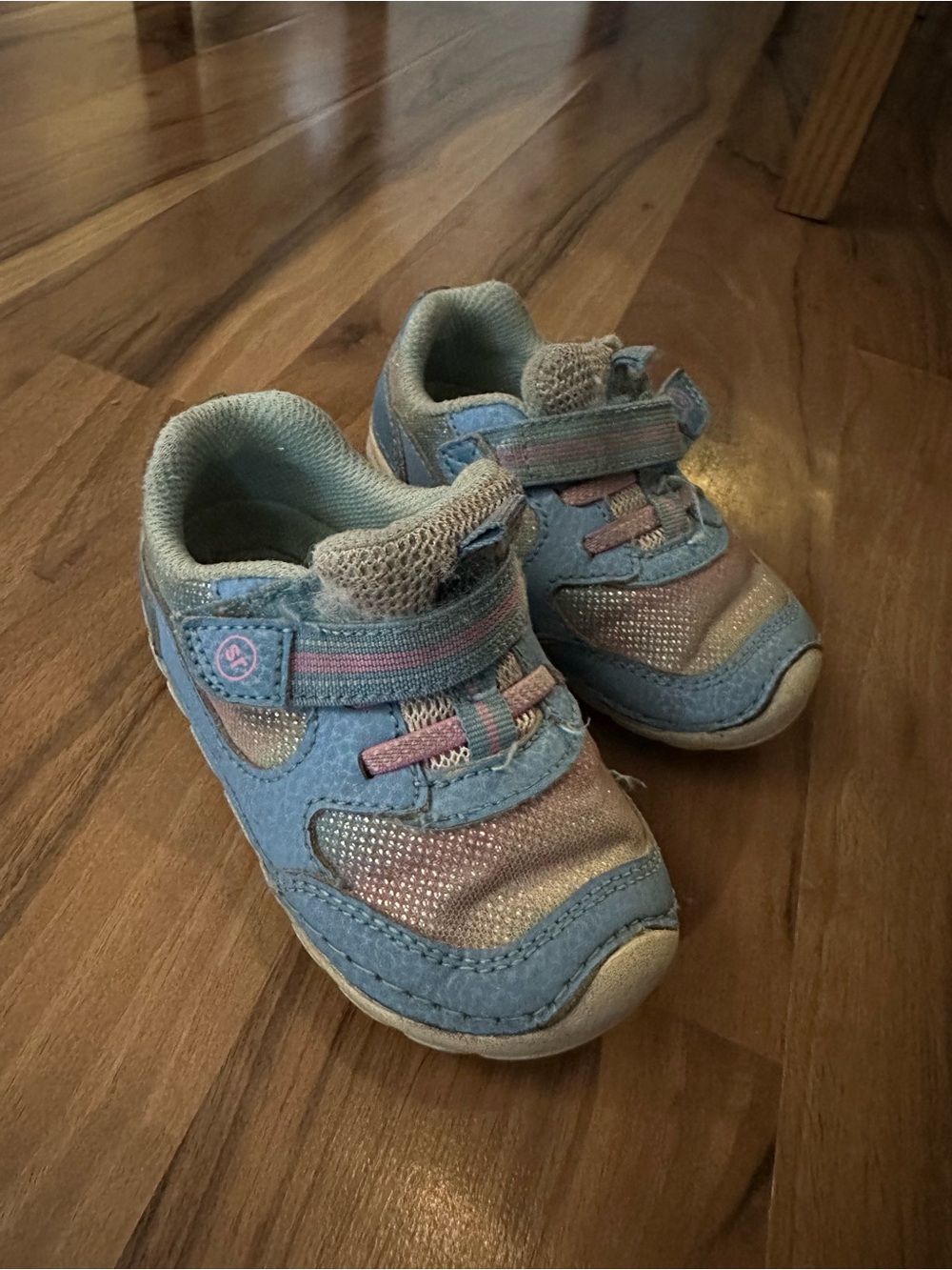 Stride Rite Toddler Blue and Pink Hook-and-Loop Sneakers